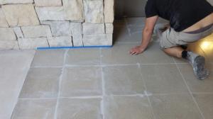 Grouting the floor with epoxy resin