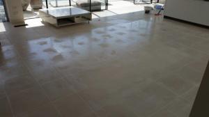 Limestone with the grout removed and the polyester grout applied