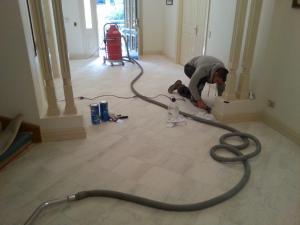 Preparing the floor for grouting